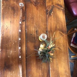 Brown belt with silver hearts